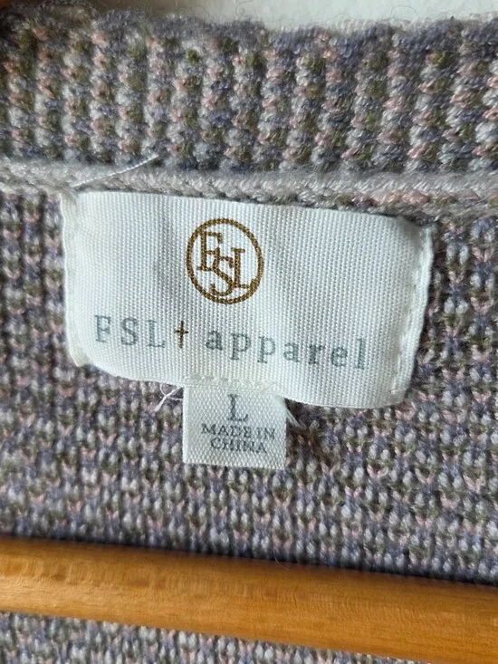 EUC FSL APPAREL CAMO PATTERN LONGLINE OPEN CARDIGAN SWEATER SIZE L - Picture 11 of 16